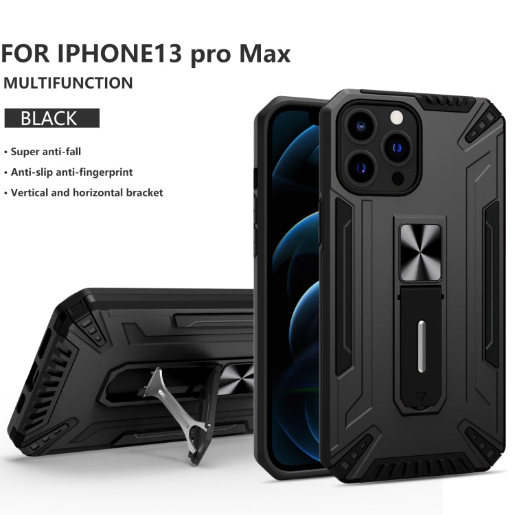 For iPhone 13 Pro Max War-god Armor TPU + PC Shockproof Magnetic Protective Case with Folding Holder
