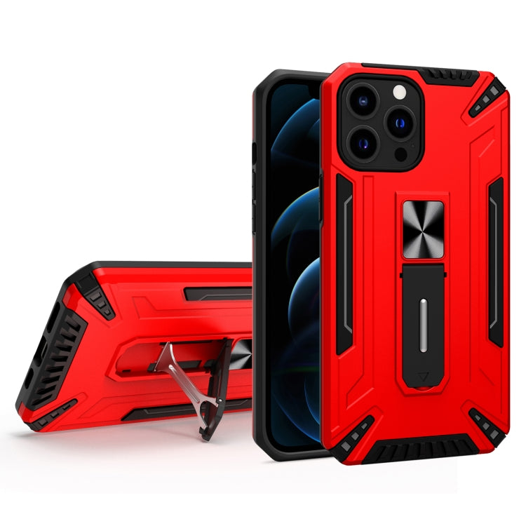 For iPhone 13 Pro Max War-god Armor TPU + PC Shockproof Magnetic Protective Case with Folding Holder