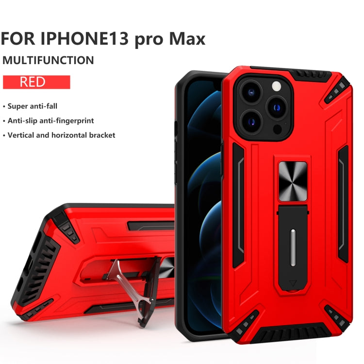 For iPhone 13 Pro Max War-god Armor TPU + PC Shockproof Magnetic Protective Case with Folding Holder