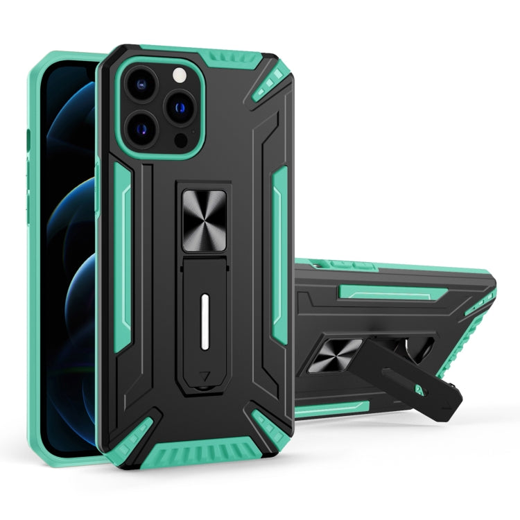 For iPhone 13 Pro Max War-god Armor TPU + PC Shockproof Magnetic Protective Case with Folding Holder