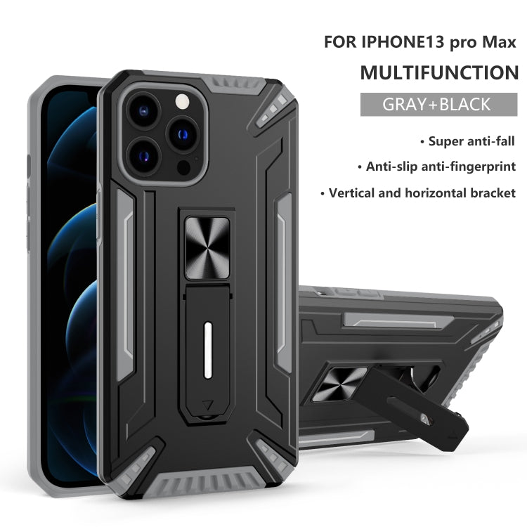 For iPhone 13 Pro Max War-god Armor TPU + PC Shockproof Magnetic Protective Case with Folding Holder