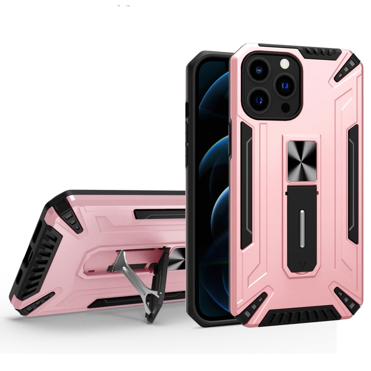 For iPhone 13 Pro Max War-god Armor TPU + PC Shockproof Magnetic Protective Case with Folding Holder