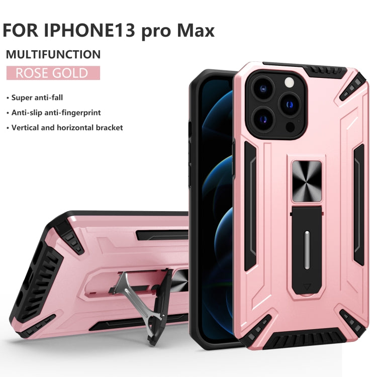 For iPhone 13 Pro Max War-god Armor TPU + PC Shockproof Magnetic Protective Case with Folding Holder