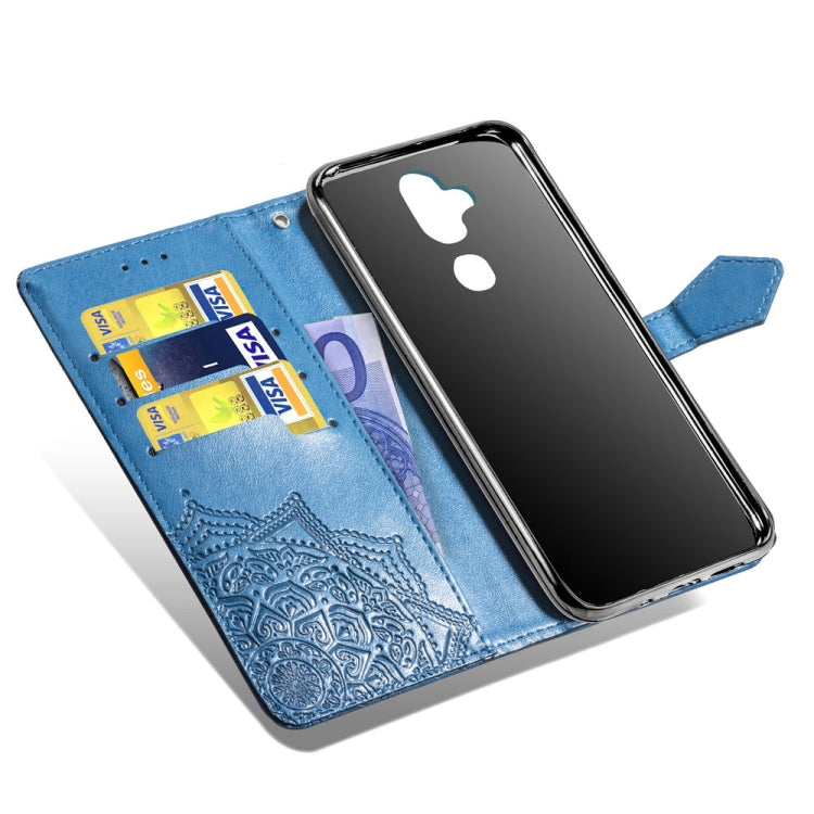 For Nokia 8.1 / X7 Halfway Mandala Embossing Pattern Horizontal Flip Leather Case with Holder & Card Slots & Wallet & Lanyard