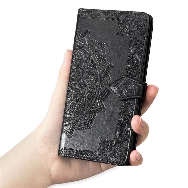 For Nokia 8.1 / X7 Halfway Mandala Embossing Pattern Horizontal Flip Leather Case with Holder & Card Slots & Wallet & Lanyard