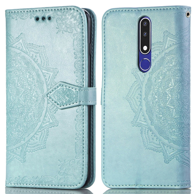 For Nokia 3.1 Plus Halfway Mandala Embossing Pattern Horizontal Flip Leather Case with Holder & Card Slots & Wallet & Lanyard