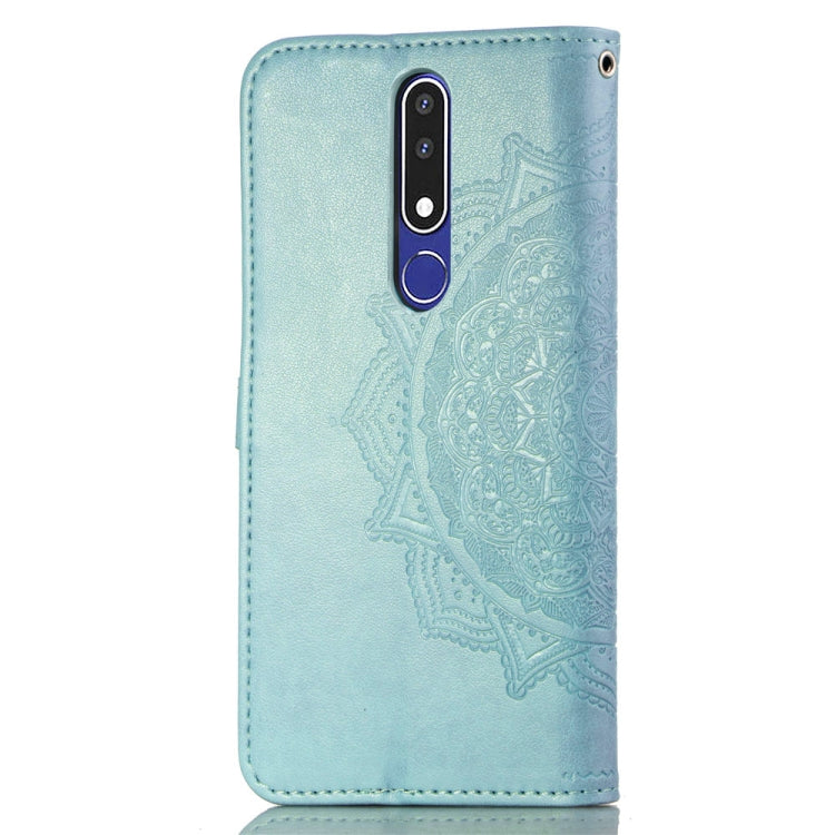 For Nokia 3.1 Plus Halfway Mandala Embossing Pattern Horizontal Flip Leather Case with Holder & Card Slots & Wallet & Lanyard