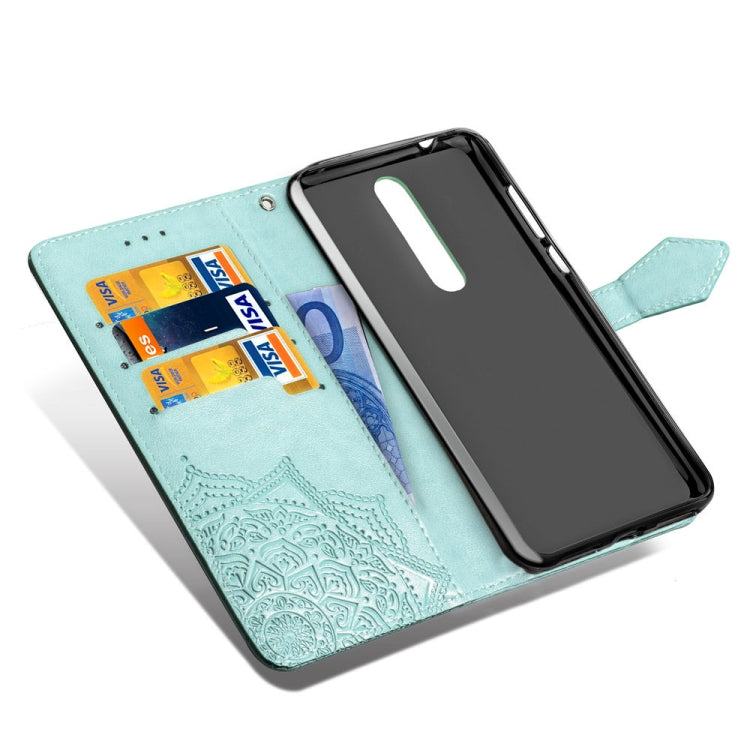For Nokia 3.1 Plus Halfway Mandala Embossing Pattern Horizontal Flip Leather Case with Holder & Card Slots & Wallet & Lanyard