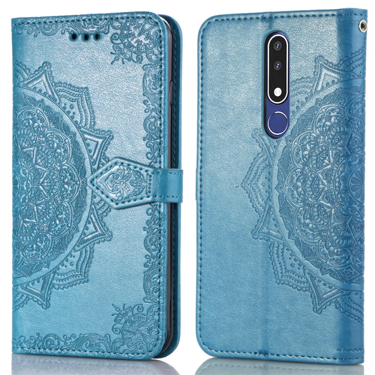 For Nokia 3.1 Plus Halfway Mandala Embossing Pattern Horizontal Flip Leather Case with Holder & Card Slots & Wallet & Lanyard