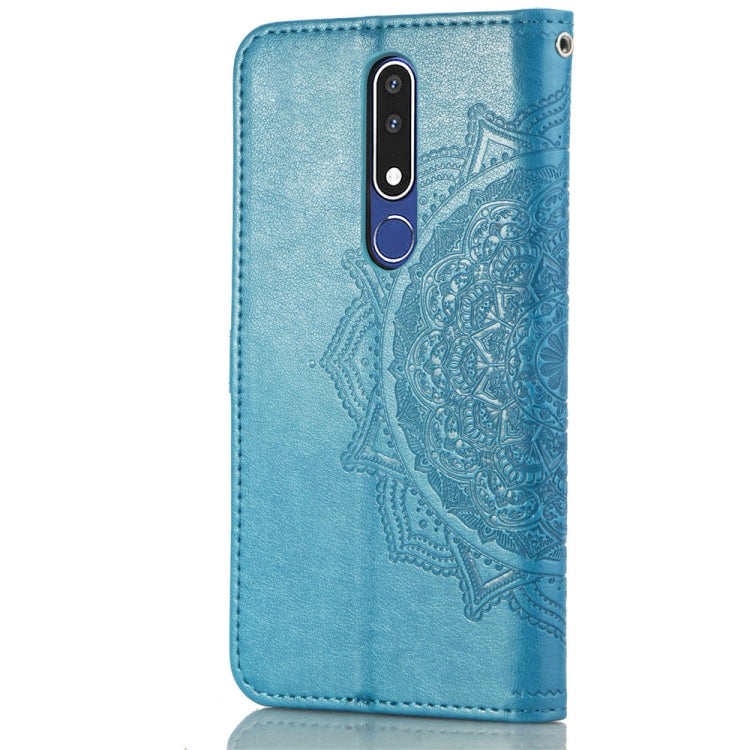 For Nokia 3.1 Plus Halfway Mandala Embossing Pattern Horizontal Flip Leather Case with Holder & Card Slots & Wallet & Lanyard