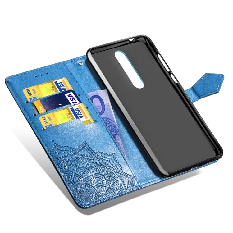 For Nokia 3.1 Plus Halfway Mandala Embossing Pattern Horizontal Flip Leather Case with Holder & Card Slots & Wallet & Lanyard