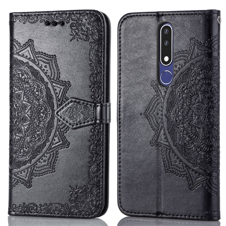 For Nokia 3.1 Plus Halfway Mandala Embossing Pattern Horizontal Flip Leather Case with Holder & Card Slots & Wallet & Lanyard