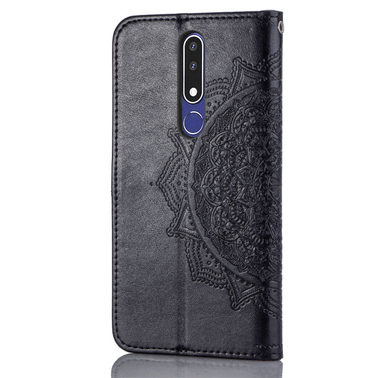 For Nokia 3.1 Plus Halfway Mandala Embossing Pattern Horizontal Flip Leather Case with Holder & Card Slots & Wallet & Lanyard