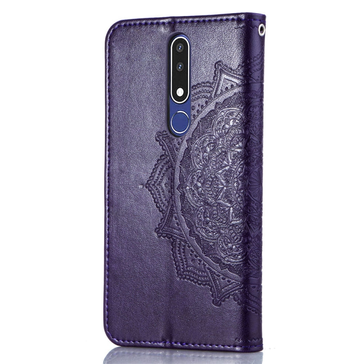 For Nokia 3.1 Plus Halfway Mandala Embossing Pattern Horizontal Flip Leather Case with Holder & Card Slots & Wallet & Lanyard