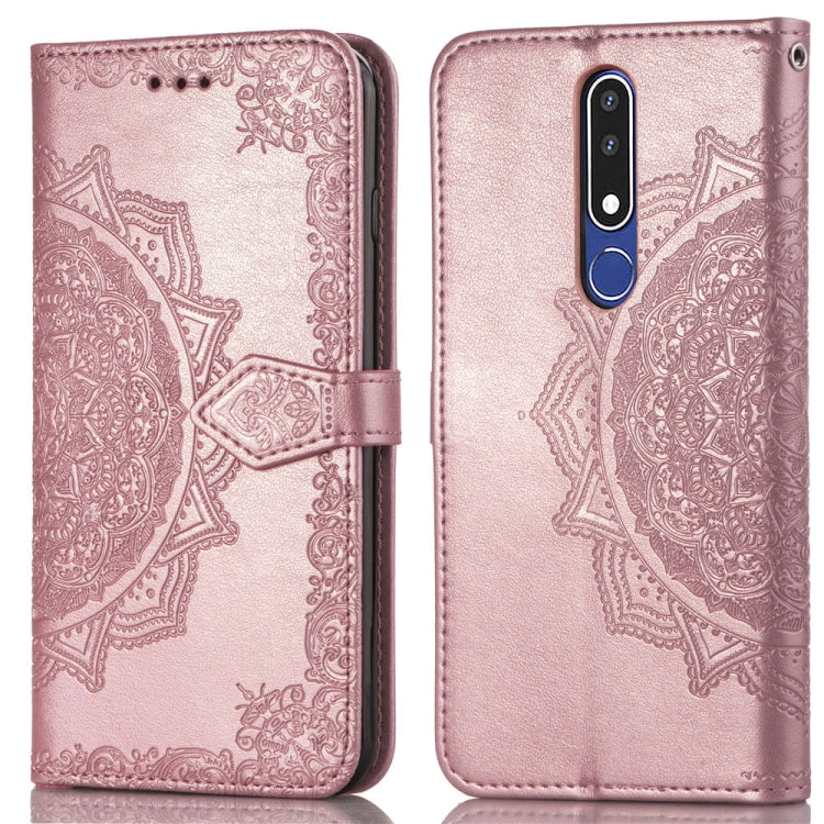 For Nokia 3.1 Plus Halfway Mandala Embossing Pattern Horizontal Flip Leather Case with Holder & Card Slots & Wallet & Lanyard