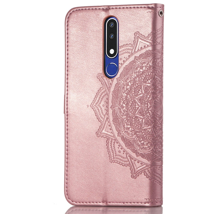 For Nokia 3.1 Plus Halfway Mandala Embossing Pattern Horizontal Flip Leather Case with Holder & Card Slots & Wallet & Lanyard