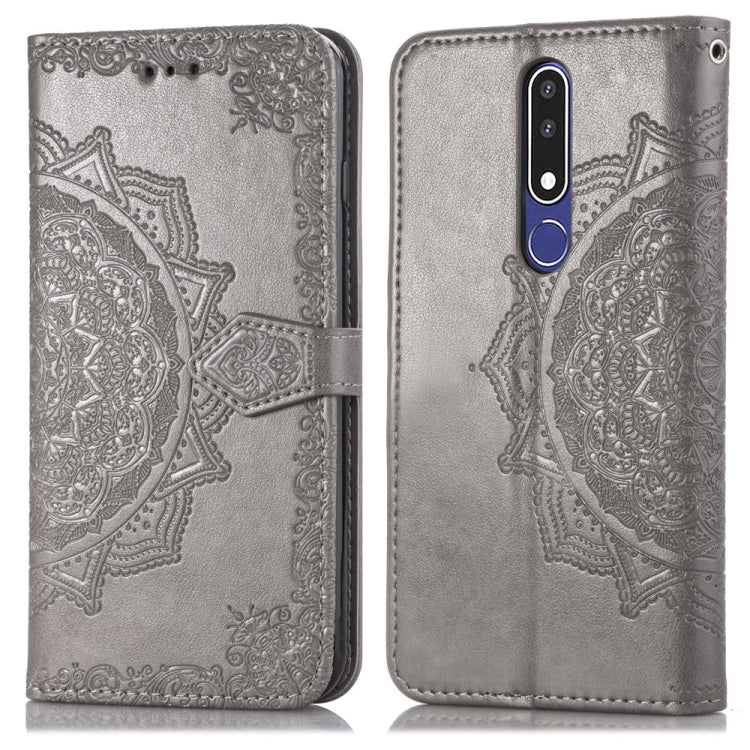 For Nokia 3.1 Plus Halfway Mandala Embossing Pattern Horizontal Flip Leather Case with Holder & Card Slots & Wallet & Lanyard