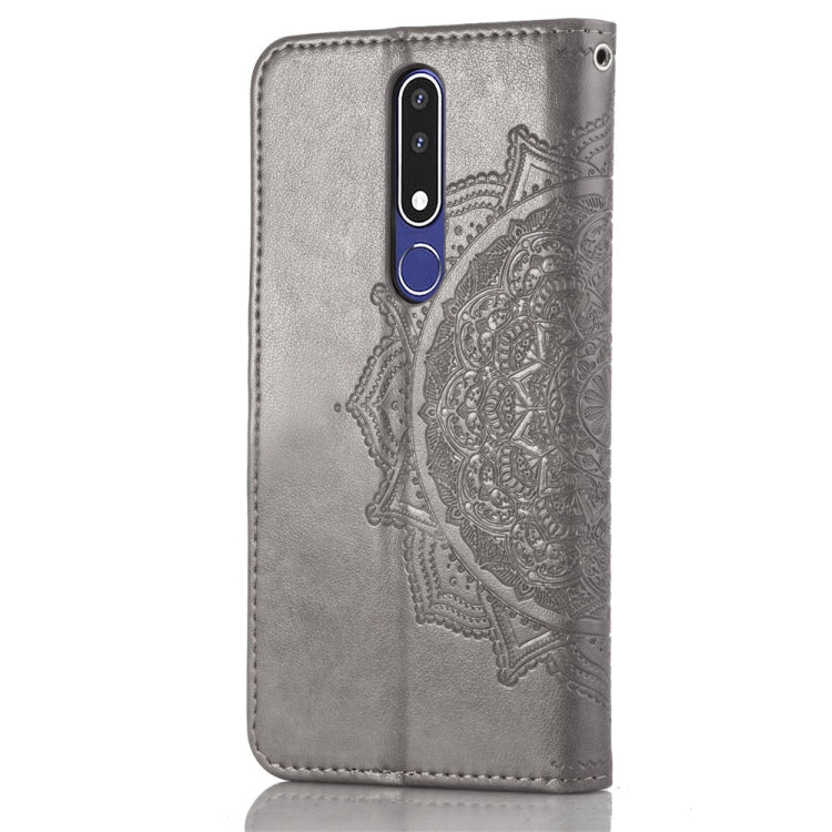For Nokia 3.1 Plus Halfway Mandala Embossing Pattern Horizontal Flip Leather Case with Holder & Card Slots & Wallet & Lanyard