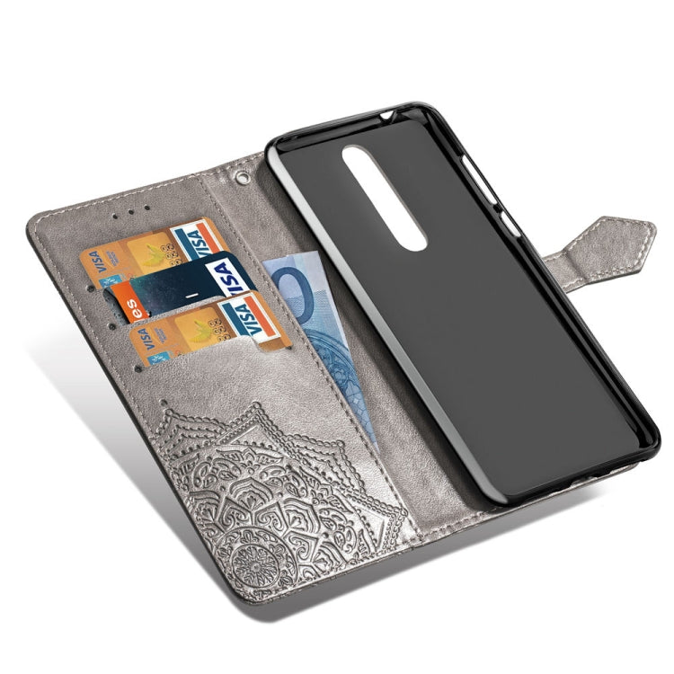 For Nokia 3.1 Plus Halfway Mandala Embossing Pattern Horizontal Flip Leather Case with Holder & Card Slots & Wallet & Lanyard