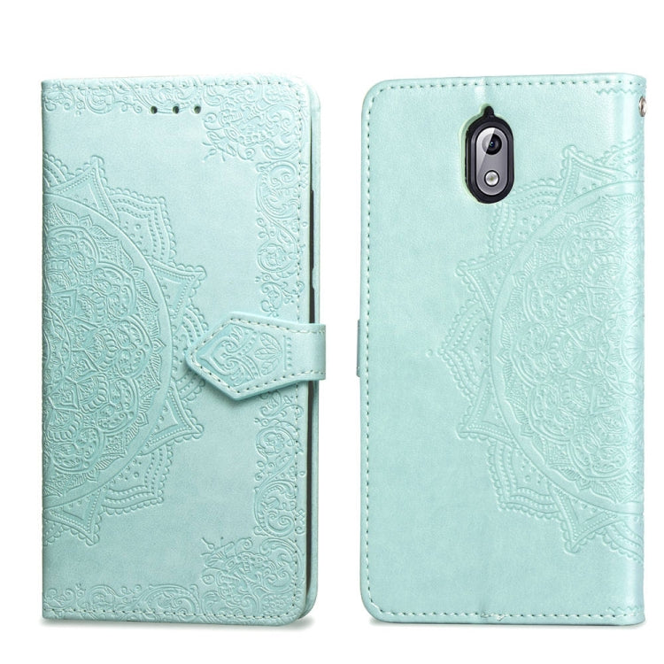 For Nokia 3.1 Halfway Mandala Embossing Pattern Horizontal Flip Leather Case with Holder & Card Slots & Wallet & Lanyard