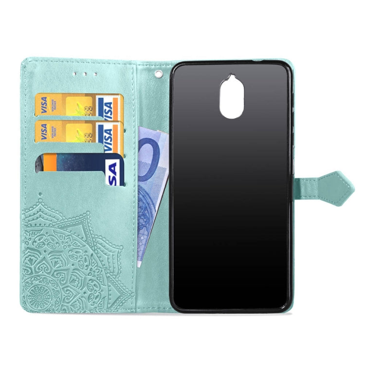 For Nokia 3.1 Halfway Mandala Embossing Pattern Horizontal Flip Leather Case with Holder & Card Slots & Wallet & Lanyard