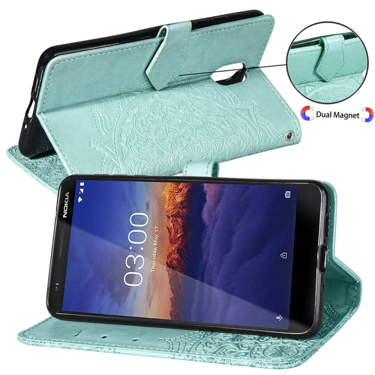 For Nokia 3.1 Halfway Mandala Embossing Pattern Horizontal Flip Leather Case with Holder & Card Slots & Wallet & Lanyard