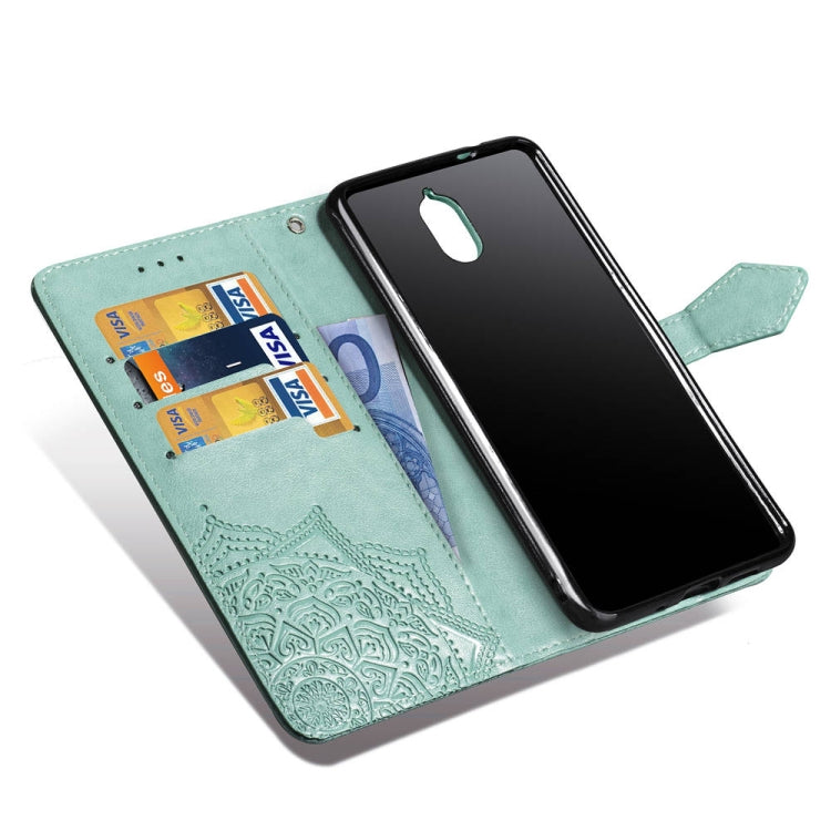 For Nokia 3.1 Halfway Mandala Embossing Pattern Horizontal Flip Leather Case with Holder & Card Slots & Wallet & Lanyard