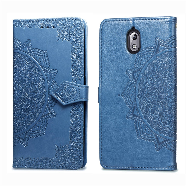 For Nokia 3.1 Halfway Mandala Embossing Pattern Horizontal Flip Leather Case with Holder & Card Slots & Wallet & Lanyard