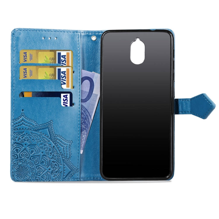 For Nokia 3.1 Halfway Mandala Embossing Pattern Horizontal Flip Leather Case with Holder & Card Slots & Wallet & Lanyard
