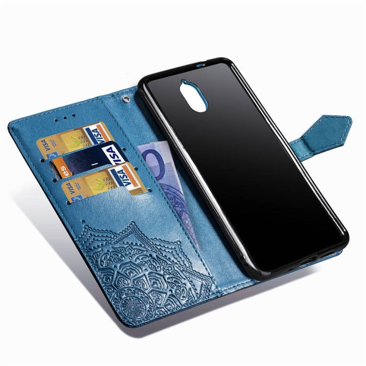 For Nokia 3.1 Halfway Mandala Embossing Pattern Horizontal Flip Leather Case with Holder & Card Slots & Wallet & Lanyard