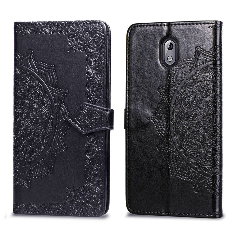 For Nokia 3.1 Halfway Mandala Embossing Pattern Horizontal Flip Leather Case with Holder & Card Slots & Wallet & Lanyard
