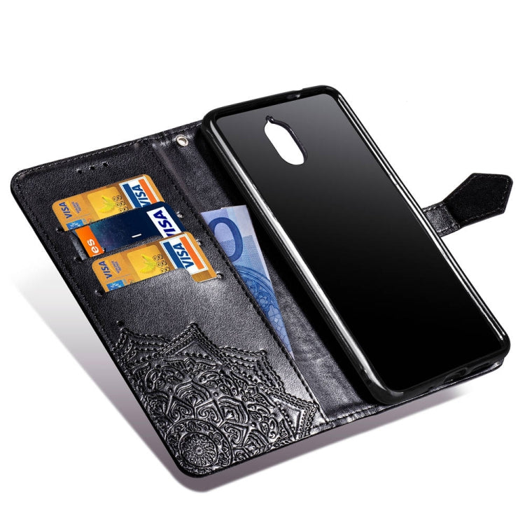 For Nokia 3.1 Halfway Mandala Embossing Pattern Horizontal Flip Leather Case with Holder & Card Slots & Wallet & Lanyard