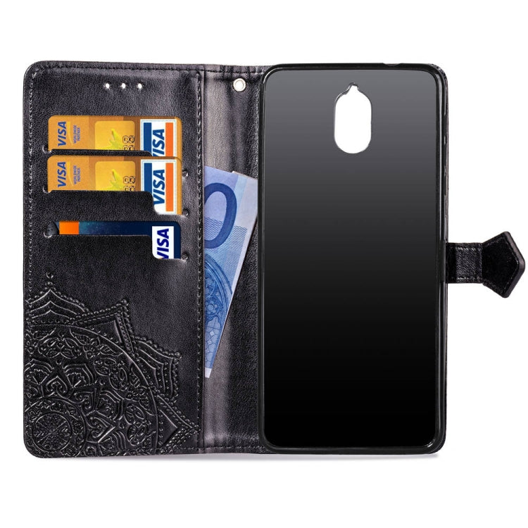 For Nokia 3.1 Halfway Mandala Embossing Pattern Horizontal Flip Leather Case with Holder & Card Slots & Wallet & Lanyard