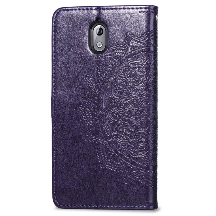 For Nokia 3.1 Halfway Mandala Embossing Pattern Horizontal Flip Leather Case with Holder & Card Slots & Wallet & Lanyard