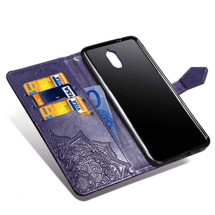For Nokia 3.1 Halfway Mandala Embossing Pattern Horizontal Flip Leather Case with Holder & Card Slots & Wallet & Lanyard