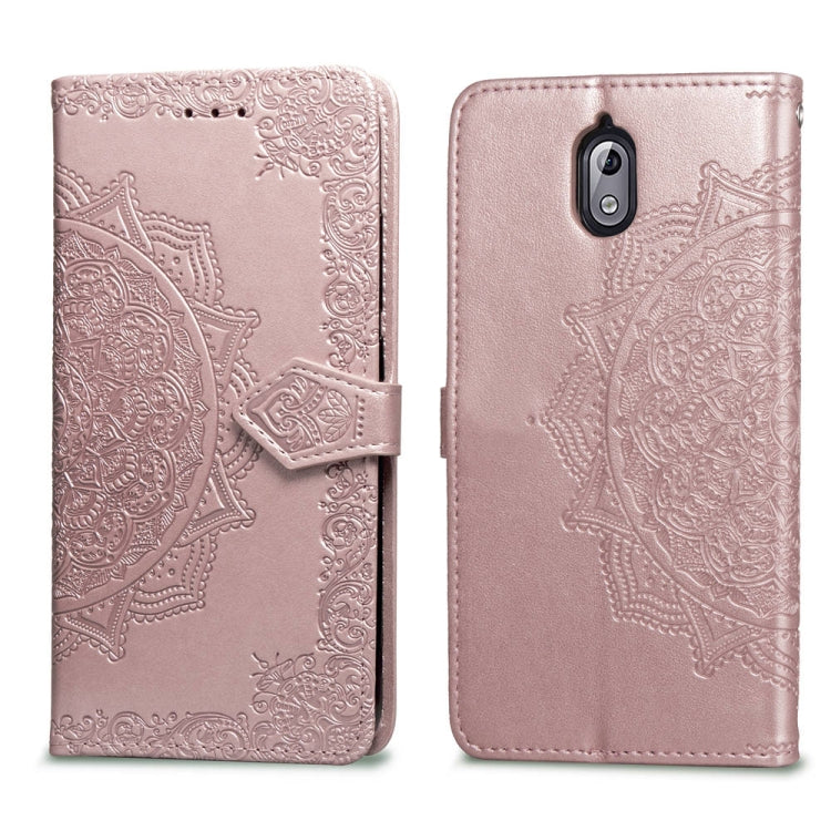 For Nokia 3.1 Halfway Mandala Embossing Pattern Horizontal Flip Leather Case with Holder & Card Slots & Wallet & Lanyard