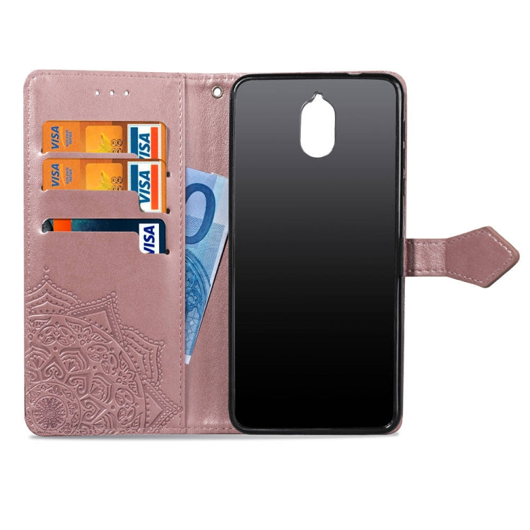 For Nokia 3.1 Halfway Mandala Embossing Pattern Horizontal Flip Leather Case with Holder & Card Slots & Wallet & Lanyard