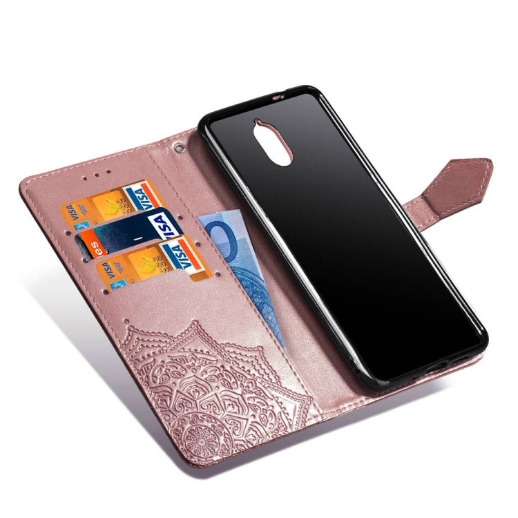 For Nokia 3.1 Halfway Mandala Embossing Pattern Horizontal Flip Leather Case with Holder & Card Slots & Wallet & Lanyard