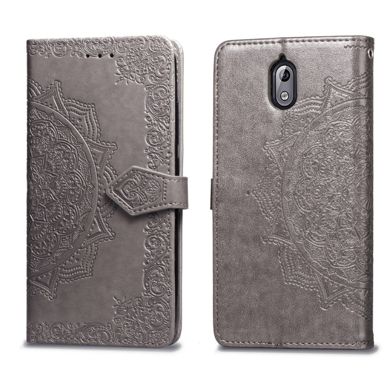 For Nokia 3.1 Halfway Mandala Embossing Pattern Horizontal Flip Leather Case with Holder & Card Slots & Wallet & Lanyard