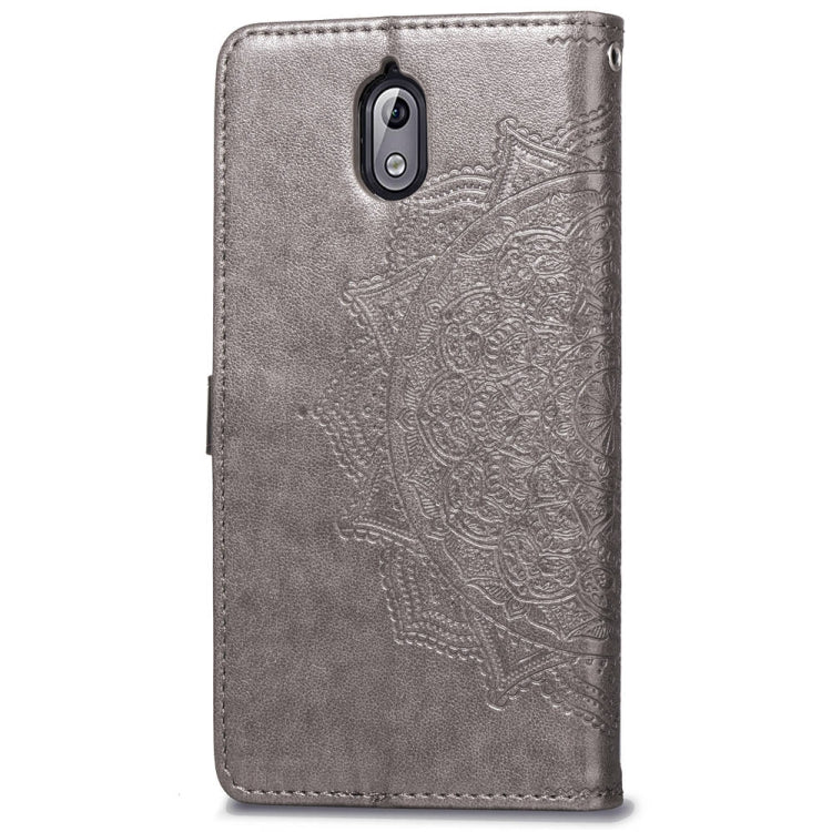 For Nokia 3.1 Halfway Mandala Embossing Pattern Horizontal Flip Leather Case with Holder & Card Slots & Wallet & Lanyard