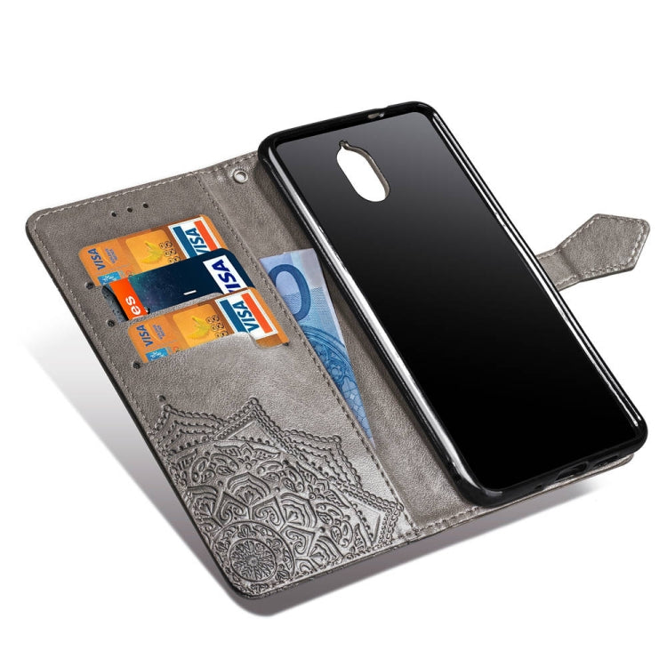 For Nokia 3.1 Halfway Mandala Embossing Pattern Horizontal Flip Leather Case with Holder & Card Slots & Wallet & Lanyard