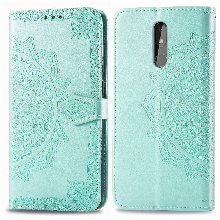 For Nokia 3.2 Halfway Mandala Embossing Pattern Horizontal Flip Leather Case with Holder & Card Slots & Wallet & Lanyard
