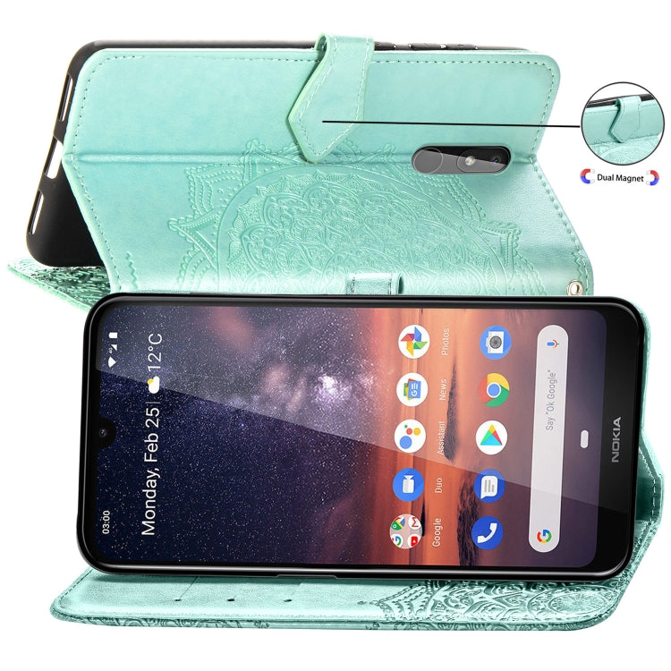 For Nokia 3.2 Halfway Mandala Embossing Pattern Horizontal Flip Leather Case with Holder & Card Slots & Wallet & Lanyard