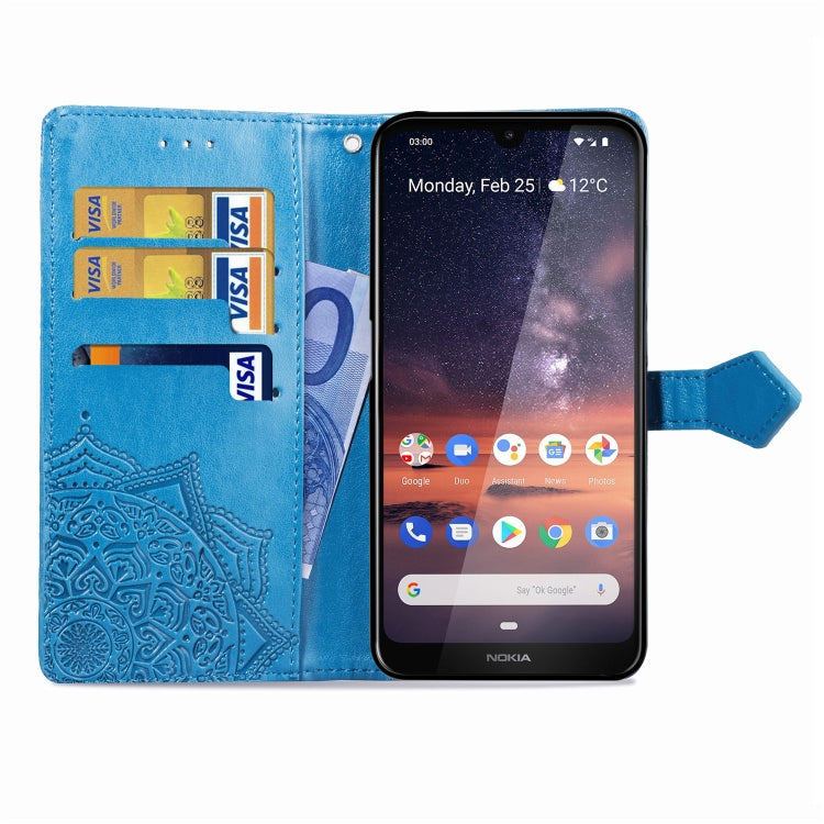 For Nokia 3.2 Halfway Mandala Embossing Pattern Horizontal Flip Leather Case with Holder & Card Slots & Wallet & Lanyard