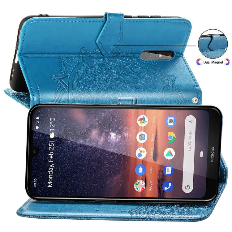 For Nokia 3.2 Halfway Mandala Embossing Pattern Horizontal Flip Leather Case with Holder & Card Slots & Wallet & Lanyard
