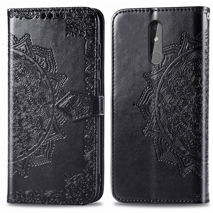 For Nokia 3.2 Halfway Mandala Embossing Pattern Horizontal Flip Leather Case with Holder & Card Slots & Wallet & Lanyard