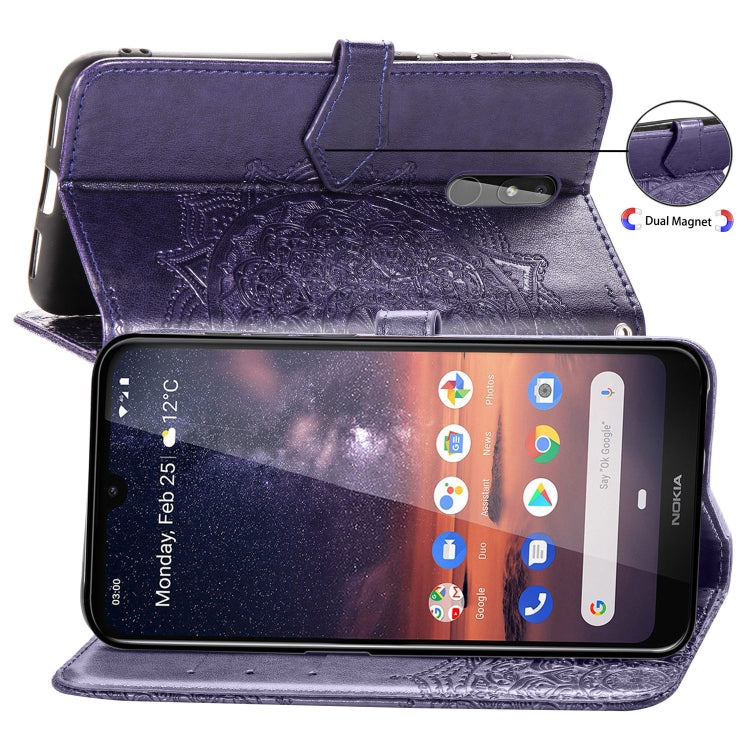 For Nokia 3.2 Halfway Mandala Embossing Pattern Horizontal Flip Leather Case with Holder & Card Slots & Wallet & Lanyard