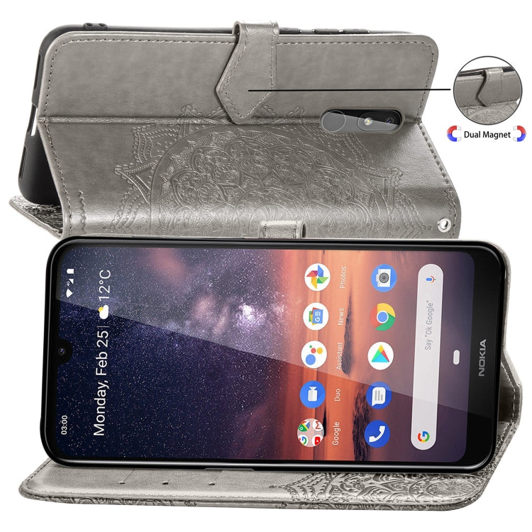 For Nokia 3.2 Halfway Mandala Embossing Pattern Horizontal Flip Leather Case with Holder & Card Slots & Wallet & Lanyard