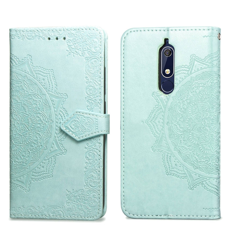 For Nokia 5.1 Halfway Mandala Embossing Pattern Horizontal Flip Leather Case with Holder & Card Slots & Wallet & Lanyard
