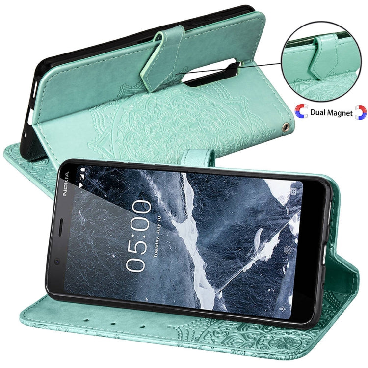 For Nokia 5.1 Halfway Mandala Embossing Pattern Horizontal Flip Leather Case with Holder & Card Slots & Wallet & Lanyard